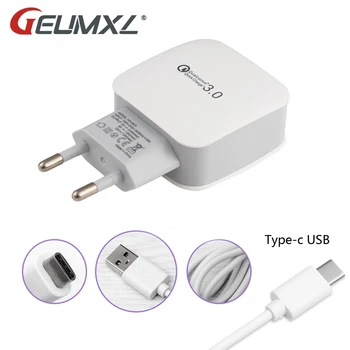 GEUMXL 3A Carga Rápida 3.0 USB Carregador C + Tipo C Cabo Para o Xiaomi 5 5 5 6 Plus Nota 2 da Mistura a LG G5 G6 Google Pixel 5X 6P S8 S9