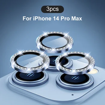 Para o iPhone 14 13 12 11 Pro Max Diamante de Vidro do Metal Lente da Câmera Protetor Para iPhone 14 Pro Max 14 Plus 14Pro Proteção Vidro