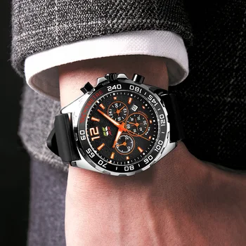 SWISH Design Cronógrafo Relógios de Homens de melhor Marca de Luxo, Pulseira de Borracha, Esportes Militares Impermeável relógio de Pulso Relógio Relógio Masculino
