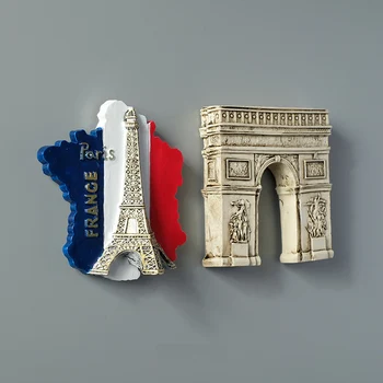 Paris, França, a Torre Eiffel, o arco do triunfo Europeu de refrigerador magnético, ímãs de geladeira turístico mundial lembrança coleta presentes