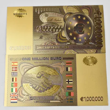 Folha de ouro de Notas de Um Milhão de cor Euro Nota de Papel Europeu Réplica de Moeda para Moeda de Coleção de Artesanato