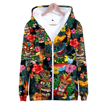 zíper do casaco para Homens e mulheres de roupas de alta rua tendência casal de Moda puro algodão zíper da jaqueta de hip hop havaí