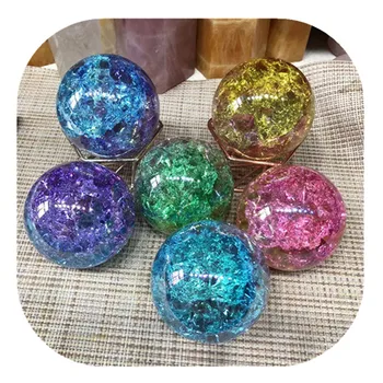 Aura de Crack de Bola de Vidro Colorido Cristais de Cura Esferas Para Decoração de 1PCS
