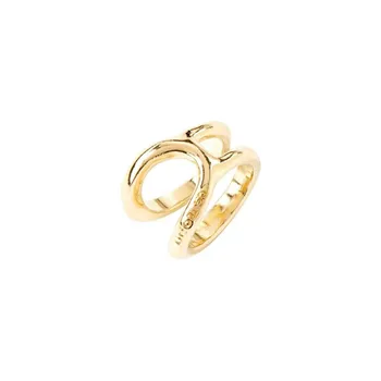 PODE espanhol UNO geométricas anel exagerada casal anel banhado a ouro e jóias de prata de presente de moda