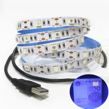 USB 5V UV do DIODO emissor de Luz de Tira 30Leds/m IP30 Não-impermeável SMD 5050 Roxo Lâmpada Corda 0,5 m 1m a 1,5 m 2m