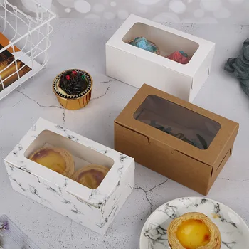 10pcs Bolo de Caixas de Embalagem Com Janela Transparente Para o Casamento, Aniversário, Festa de Natal Egg Tart Maffin Copa Caixa de Cozimento Caixa de Presentes