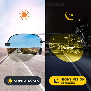 Marca Aviação de Segurança de Condução Fotossensíveis Óculos de sol Polarizados Homens Noite do Dia a Visão de Condução de Óculos de Sol oculos de sol masculino