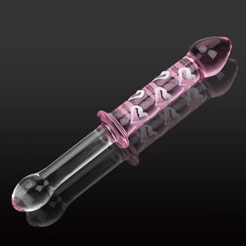 Os Produtos do sexo Estimulação do Clitóris ou do Ponto G Plug Anal Vidro de Cristal Sexo Anal Brinquedos para as Mulheres Vibrador Coração cor-de-Rosa