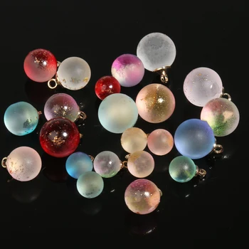 8 10 a 12mm 10pcs Ouro Dot Bola Redonda de Esferas Coloridas de Cristal de Vidro Encantos Pingentes para Fazer Jóias DIY Colar Brinco de Suprimentos
