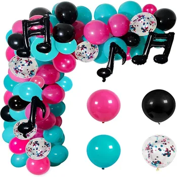141Pcs Tik Tok Música Tema Balões Garland Arco Kit Com Musical Folha de Globos para DIY de Aniversário, Festa de Casamento, Decoração de Suprimentos