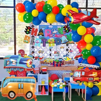 Transporte Tema Balão Garland Arco Kit De Avião, De Carro Para Crianças Menino Festa De Aniversário De Suprimentos De Chá De Bebê Decoração De Balões