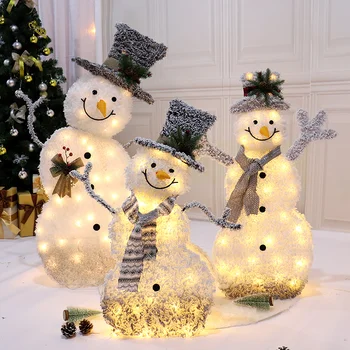 Interior, Exterior, Jardim Natal, Boneco de neve Decoração LED da Lâmpada Foldable para o Shopping Janela do Hotel Enfeites de Árvore de Natal