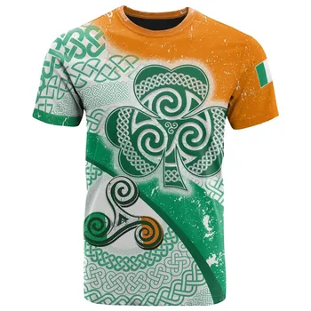 CLOOCL Trevo da Irlanda com o Celtic Padrões de T-Shirt Impressos em 3D de Moda de T-Shirt Homens Mulheres Casual Camisetas de Manga Curta Pulôver Tops