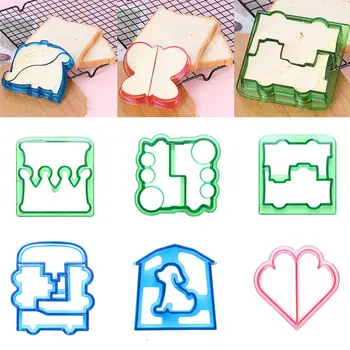 Novos Sanduíches Cortadores de Criador de Alimentos Pão de Corte de Moldes de Plástico para Cozer as Crianças de presentear Crianças de Almoço Cortador de Selador Acessórios da Cozinha