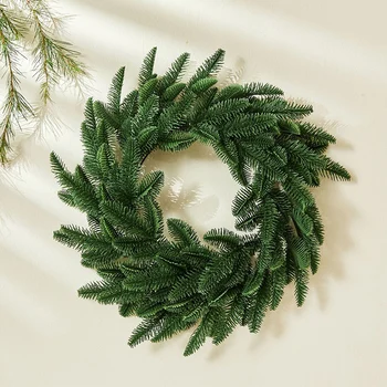 40cm Verde de Pinheiros de Natal, Grinalda de Natal Decorações de Natal Pendurado Porta de Parede Redondo Guirlanda de Natal de Cana-de-Guirlandas
