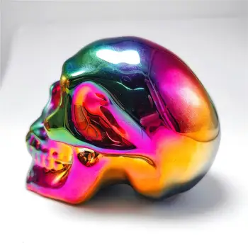 Colorido Galvanizados Crânio Deslumbrante Esculpida Aura Esqueleto Crânio Para A Decoração