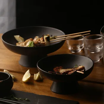 Estilo japonês Cerâmica Prato do Bolo de Frutas de Sobremesa de Altura Pires de Jantar Principal do Curso Placas de Criatividade Tabela de Bandeja Utensílios de Cozinha