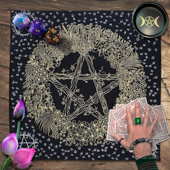 69x69cm/49x49cm toalha do Altar Pentagrama Tarôs Toalha de mesa, Jogo de Tabuleiro de jogo Oracle Cartão de Tapete de Veludo Pentagrama Tapeçaria Boho Decoração