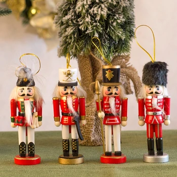 12-15cm Soldado quebra-nozes Decoração de Natal 2023 Brinquedos de Madeira Para Crianças de Ano Novo Decorações de Natal, Enfeites de Árvore de Natal