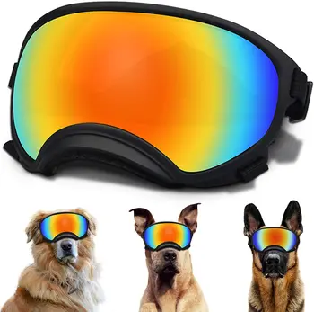 Cão de Óculos de sol,um Cachorro de Óculos de proteção com Alça Ajustável Proteção UV Winproof Cão Óculos de sol,Apropriado para o Médio-Grande Cão de Estimação Óculos