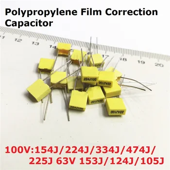 20PCS Filme de Polipropileno capacitor 100V 154J100 224J100 334J100 474J100 225J100 63V 153J/124J/105J 0.15/0.22/0.33/0.47/1UF/15NF