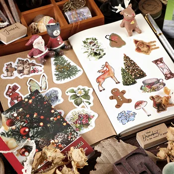 1packs/MUITO feliz natal série bonito linda decoração criativa DIY douramento do papel de arte de adesivos