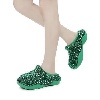 2022 Novas Mulheres Sapatos de Todos-jogo Personalidade de Moda cravejado de Diamantes Grossos Sapatos com solas Elevado Brilhante Confortáveis Sandálias das Mulheres