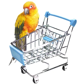 Mini Carrinho de Compras Criativo Liga Pássaro Carrinho de Compras Fingir Brinquedo para Papagaio de Armazenamento de Brinquedo Gif Pequeno Animal Acessórios
