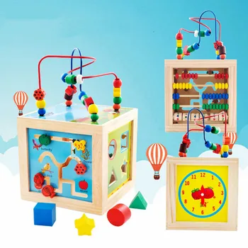 5 Em 1 Jogo Do Bebê Brinquedos De Madeira De Crianças Coloridas De Jogo Engraçado Do Brinquedo Grande Em Torno De Contas Brinquedo Educativo Para Crianças Presentes Matemática Brinquedos