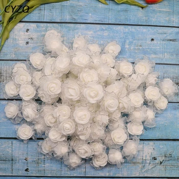 50Pcs/lote 4 cm de Espuma PE de Seda Rosa Artificial Cabeças de Flores para Casamento Decoração Home DIY Florasl Coroa de Falsos Rosa Flor de Suprimentos