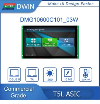 DWIN de 10,1 Polegadas 1024*600 TFT LCD Display HMI tela UART RS232 /TTL DMG10600C101_03W