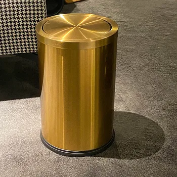 De Aço Inoxidável Lata De Lixo De Metal Ouro Elegante Casa De Banho Reciclagem, Casa Contentor De Reciclagem De Caixas De Basura Ferramentas De Limpeza