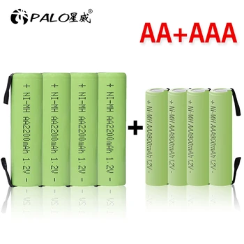 1.2 V AA + AAA Bateria Recarregável Ni-MH Nimh Célula Verde Shell com Solda de Guias para a Philips máquina de Barbear Eléctrica de Barbear Escova de dentes