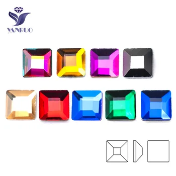 YanRuo 20pcs 3mm a Arte do Prego de Cristal de Topo Plano mais quadrada de Vidro jóias de Diamante da parte inferior lisa em forma de Diamante Unhas Decorações