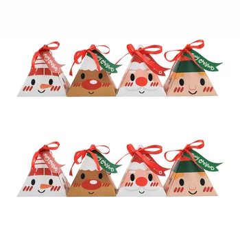 10pcs Triângulo de Natal, Caixa de Papel de Papai Noel Biscoitos Doces de Embalagem de Presente Caixa de lembranças da Festa de Natal Decoração Para a Casa