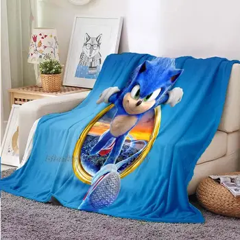 Impressão 3D Quente Cobertor de Flanela Sonic Cobertor Macio Jogar um Cobertor Para Camas Jogar Cobertor de desenhos animados Colcha de Cama de Sofá Presente