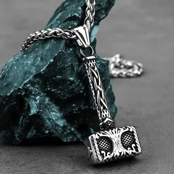 Viking Thor, Mjolnir Homens Colar norueguês Rune Nó Celta Pagã Amuleto Nórdicos Pingente de Aço Inoxidável da Jóia de Presente Atacado