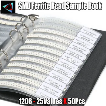Núcleo de Ferrite Exemplo de Livro 1206 25values X 50pcs SMD magnético folha Laminada magnéticos esferas de amostra livro Kit de Amostra