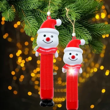 Natal Pop Tubos de LED Aceso Sensorial Brinquedos Santa Boneco de neve Puxar Trecho de Tubo de Crianças Presentes Luminosa Popping Fornecimentos de Terceiros