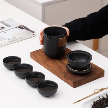 Porcelana Cerâmica Bule Gaiwan Copos De Chá Chinês De Kung Fu Teaware Teaset Viagem Portátil Ao Ar Livre Copos De Lembrança