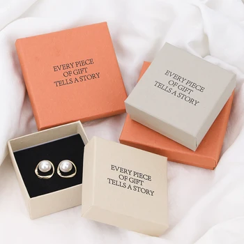 Branco fosco jóias de armazenamento de caixa de cinza anel, colar, brincos, pulseira de embalagem caixa de laranja de presente de aniversário de casamento caixa de presente