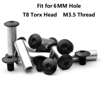 5 Conjuntos de 6MM Furo Torx T8 Cabeça M3.5 Aço Inoxidável Dobre o cabo da Faca Parafusos do Eixo Eixo EIXO de Bloqueio de Rebite DIY Fazer Acessórios