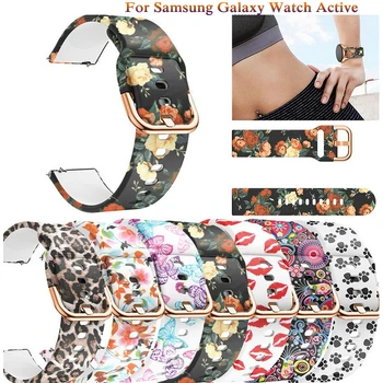 20mm Impressão de Silicone Watchbands para Samsung Galaxy Watch Active 42mm Engrenagem Esporte S2 clássico da moda Pulseira de Bandas Correia Correa