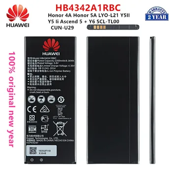 Hua Wei 100% Original HB4342A1RBC Bateria de 2200mAh Para Huawei Honor 4A Honra 5A LYO-L21 Y5II Subir 5 + Y6 SCL-TL00 CUN-U29