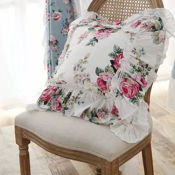 Rose imprimir capa de almofada elegante plissado fronha de Pastoral do projeto da flor, a princesa almofada elegante roupa de cama de fronhas de almofadas