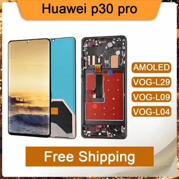 AMOLED Para Huawei P30 Pro Visor LCD da Tela de Toque VOG-L29 VOG-L09 OLED do conjunto do Digitador Para P30 Pro Com Ou Sem Armação de Grau