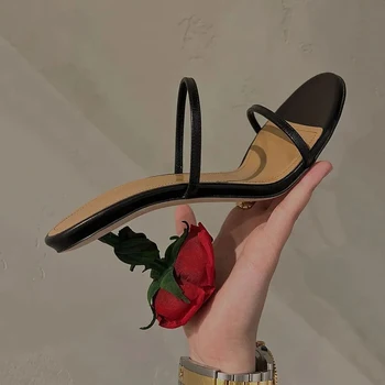 2022 Nova Moda Elegante Aberto Toe Rosa Sandálias das Mulheres Stiletto Salto Alto, Chinelos de Luxo Sandálias das Mulheres Designers de Sapatos de Mulher