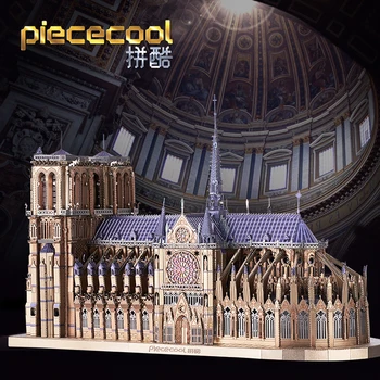 Piececool 3D Metal Quebra-cabeça da CATEDRAL de NOTRE DAME em PARIS a construção de modelos de kits DIY de Corte a Laser Montar Quebra de Brinquedo de PRESENTE Para Adultos e crianças