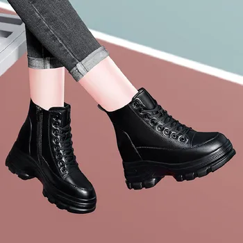 Mulheres Ankle Boots Ins Plataforma de Moda Outono Inverno Quente Sapatos Para Mulher Televisão Calcanhar de pelúcia Curto de Inicialização de Senhora, Calçado de Tamanho 34-40