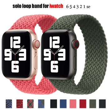 Trançado Solo Loop Para Iwatch 6 Banda 44mm 42mm 40mm de 38mm de Tecido de Nylon Cinto Elástico Bracelete para Apple Relógio 3 4 5 se 6 Watchbands